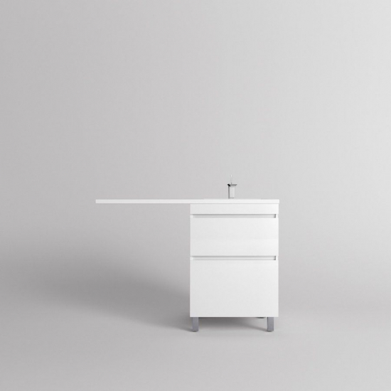 Тумба с раковиной STYLE LINE Даллас Леон 120 Люкс Plus R напольная, белая, 2 ящика