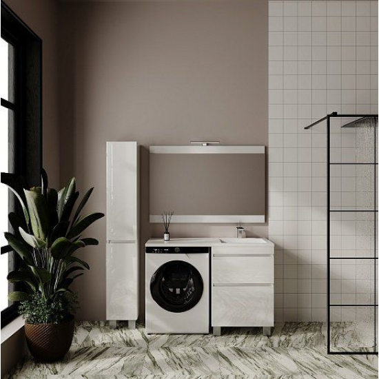 Тумба с раковиной STYLE LINE Даллас Леон 120 Люкс Plus R напольная, белая, 2 ящика