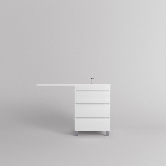 Тумба с раковиной STYLE LINE Даллас Леон 120 Люкс Plus R напольная, белая, 3 ящика