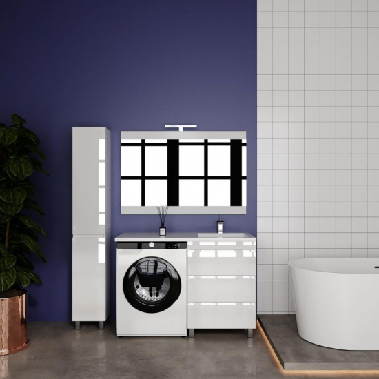 Тумба с раковиной STYLE LINE Даллас Леон 120 Люкс Plus R напольная, белая, 3 ящика