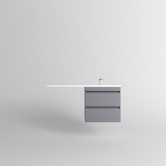 Тумба с раковиной STYLE LINE Даллас Леон 120 Люкс Plus R подвесная, серая, 2 ящика