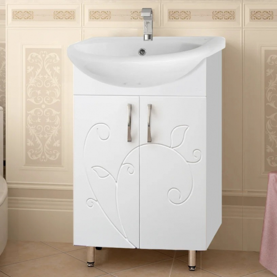 Тумба с раковиной STYLE LINE Эко Фьюжн №9 55 белая