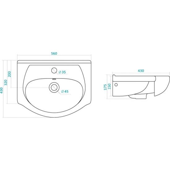 Тумба с раковиной STYLE LINE Эко Стандарт №12 55 белая