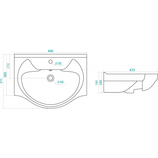 Тумба с раковиной STYLE LINE Эко Стандарт №22 65 белая