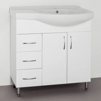 Тумба с раковиной STYLE LINE Эко Стандарт №25 82 белая, левая