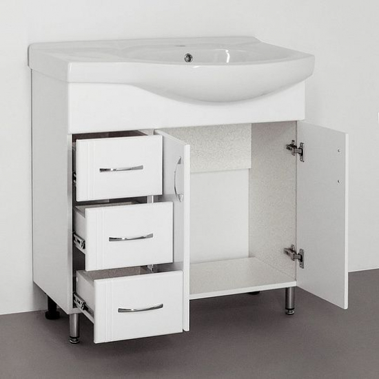 Тумба с раковиной STYLE LINE Эко Стандарт №25 82 белая, левая