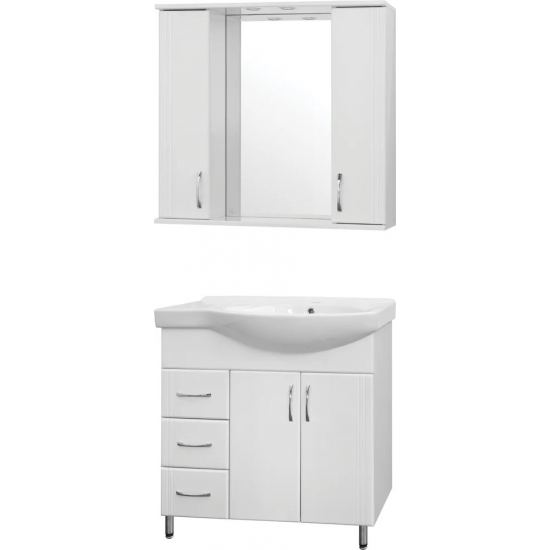 Тумба с раковиной STYLE LINE Эко Стандарт №25 82 белая, левая