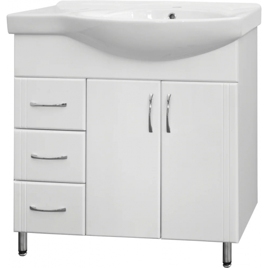 Тумба с раковиной STYLE LINE Эко Стандарт №25 82 белая, левая