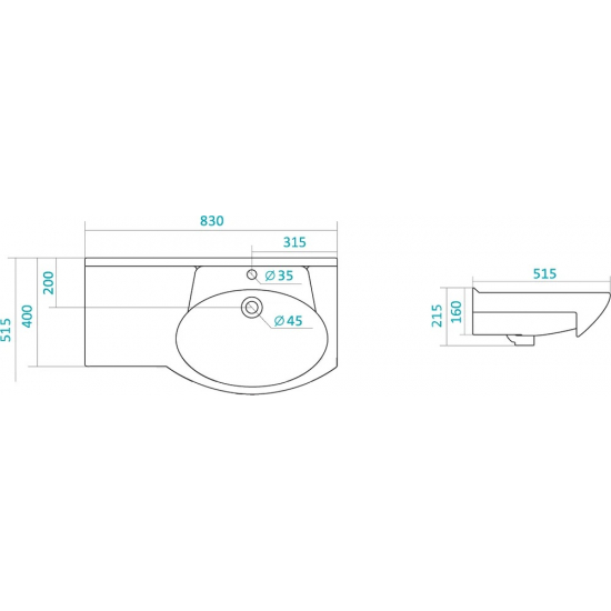 Тумба с раковиной STYLE LINE Эко Стандарт №25 82 белая, левая