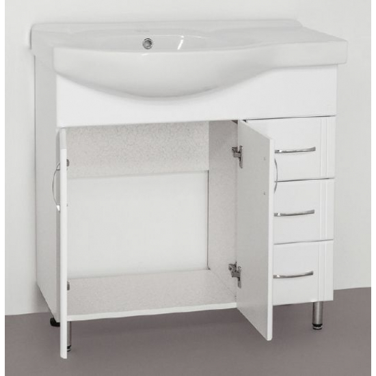 Тумба с раковиной STYLE LINE Эко Стандарт №25 82 белая, правая