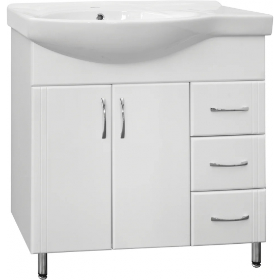 Тумба с раковиной STYLE LINE Эко Стандарт №25 82 белая, правая