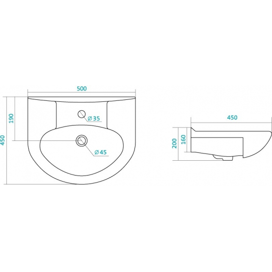 Тумба с раковиной STYLE LINE Эко Стандарт №9/1Б 50 белая