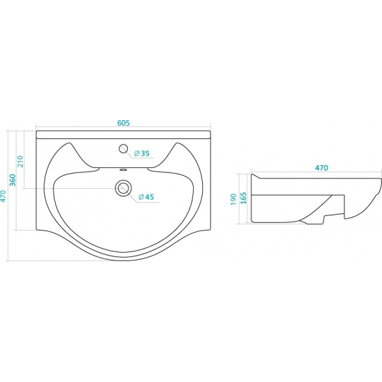 Тумба с раковиной STYLE LINE Эко Волна №9 60 белая