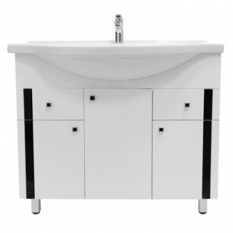 Тумба с раковиной STYLE LINE Флокс 100 напольная, 2 ящика, раковина Эльбрус 100