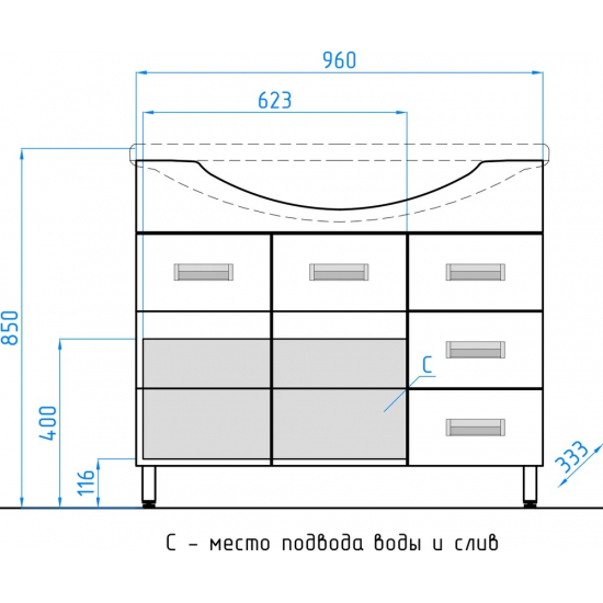 Тумба с раковиной STYLE LINE Ирис 100 белая