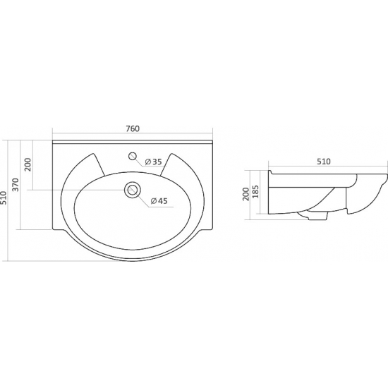 Тумба с раковиной STYLE LINE Канна 75 Люкс, белая