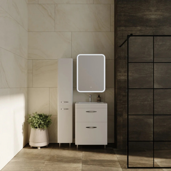 Тумба с раковиной STYLE LINE Каре 60 напольная, Люкс Plus, белая