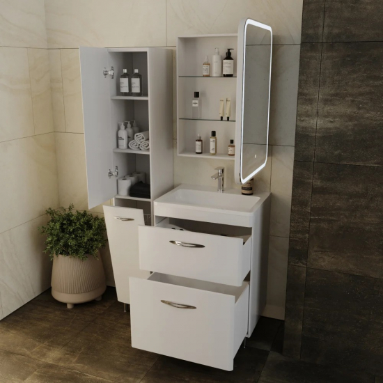 Тумба с раковиной STYLE LINE Каре 60 напольная, Люкс Plus, белая