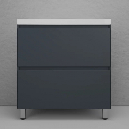 Тумба с раковиной STYLE LINE Манхэттен 80 Plus графит, раковина Asti 80 белая