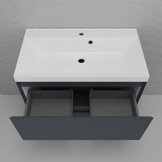 Тумба с раковиной STYLE LINE Манхэттен 80 Plus графит, раковина Asti 80 белая