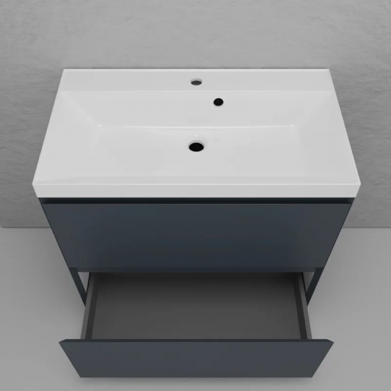 Тумба с раковиной STYLE LINE Манхэттен 80 Plus графит, раковина Asti 80 белая