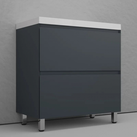 Тумба с раковиной STYLE LINE Манхэттен 80 Plus графит, раковина Asti 80 белая