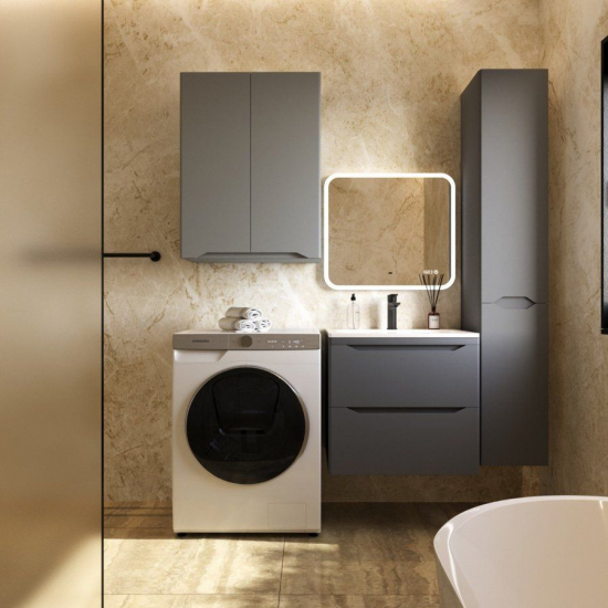 Тумба с раковиной STYLE LINE Марелла 60 Люкс Plus, подвесная, антискрейтч серый