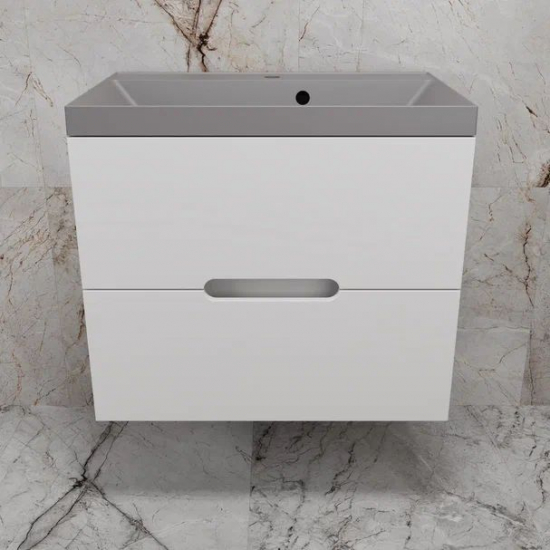 Тумба с раковиной STYLE LINE Матис 70 белый подвесная, раковина Asti 70 серый шёлк