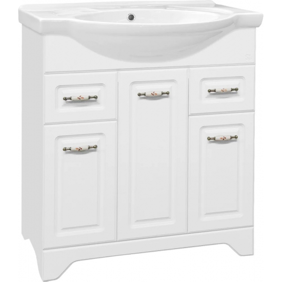 Тумба с раковиной STYLE LINE Олеандр-2 75 Люкс, белая