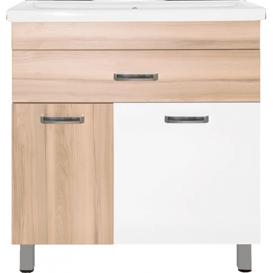 Тумба с раковиной STYLE LINE Ориноко 80 с бельевой корзиной, белая, ориноко