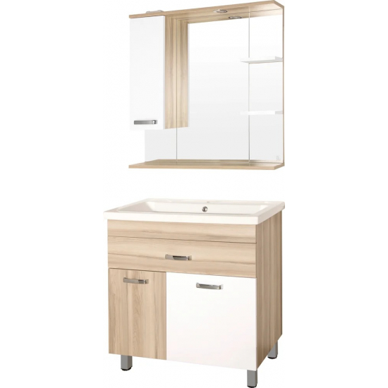 Тумба с раковиной STYLE LINE Ориноко 80 с бельевой корзиной, белая, ориноко