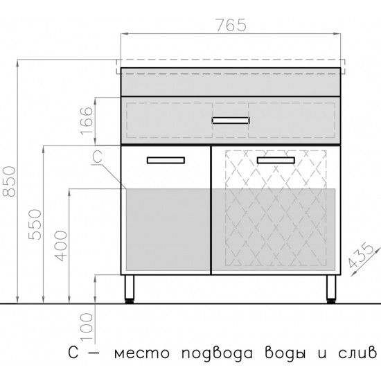 Тумба с раковиной STYLE LINE Ориноко 80 с бельевой корзиной, белая, ориноко