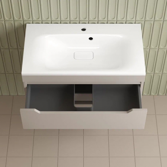 Тумба с раковиной STYLE LINE Остин 80 Plus подвесная крем, раковина Фортуна 80 белая