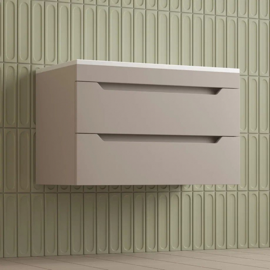 Тумба с раковиной STYLE LINE Остин 80 Plus подвесная крем, раковина Фортуна 80 белая