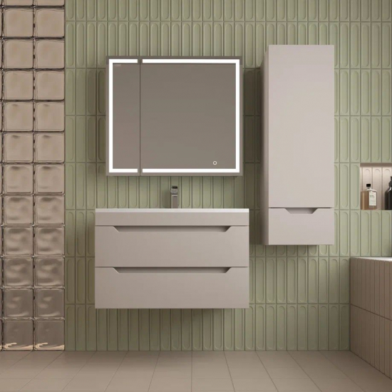 Тумба с раковиной STYLE LINE Остин 80 Plus подвесная крем, раковина Фортуна 80 белая