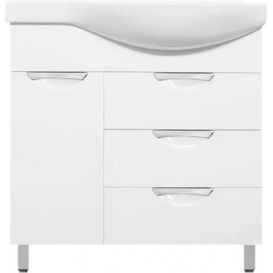 Тумба с раковиной STYLE LINE Жасмин 82 с корзиной, раковина Коралл 82 левая