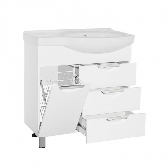 Тумба с раковиной STYLE LINE Жасмин 82 с корзиной, раковина Коралл 82 левая