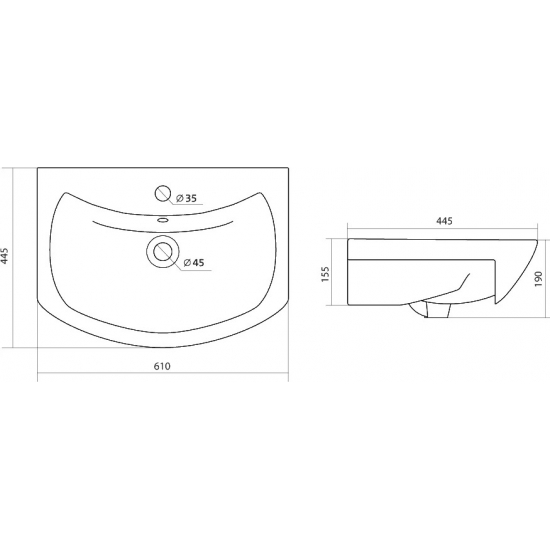 Тумба с раковиной VIGO Diana 60 подвесная, 2 ящика