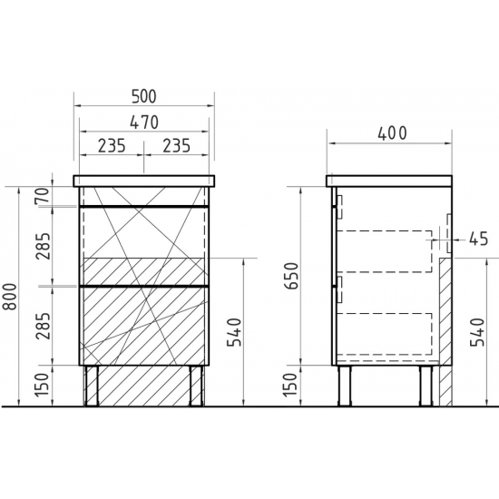 Тумба с раковиной VIGO Geometry 50 бетон