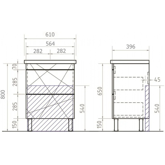 Тумба с раковиной VIGO Geometry 60 белая