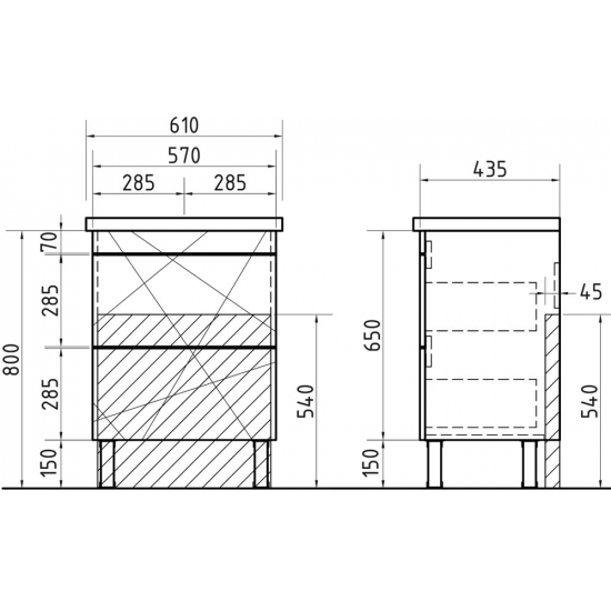 Тумба с раковиной VIGO Geometry 60 бетон
