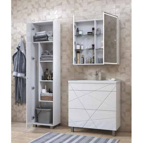 Тумба с раковиной VIGO Geometry 70 белая, раковина Фостер 70