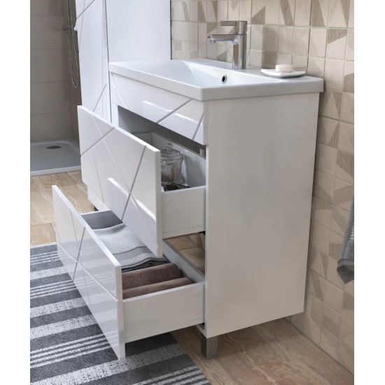 Тумба с раковиной VIGO Geometry 70 белая, раковина Фостер 70