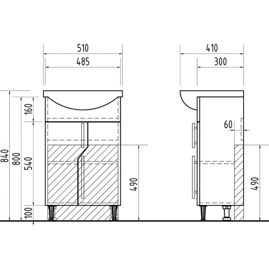 Тумба с раковиной VIGO Grand 50