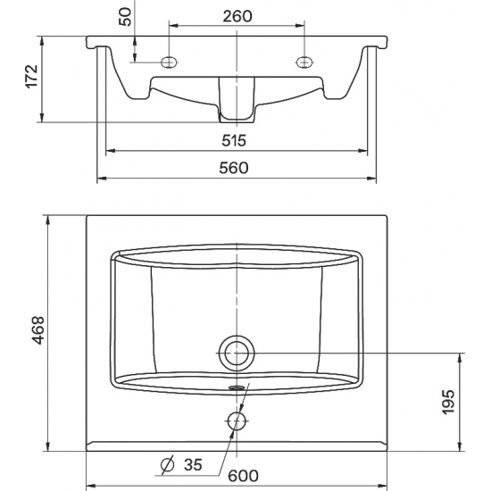 Тумба с раковиной VIGO Grani 60 напольная, 2 дверцы, 1 ящик, белая
