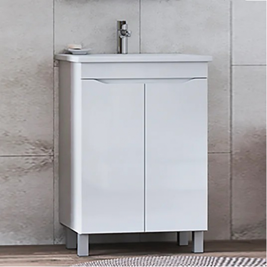Тумба с раковиной VIGO Grani 60 напольная, 2 дверцы, белая