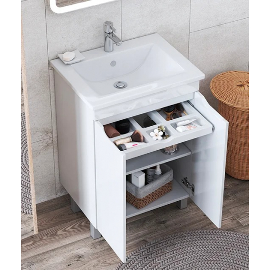 Тумба с раковиной VIGO Grani 60 напольная, 2 дверцы, белая