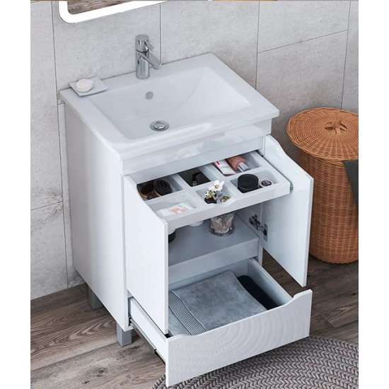 Тумба с раковиной VIGO Grani 75 напольная, 2 дверцы, 1 ящик, белая
