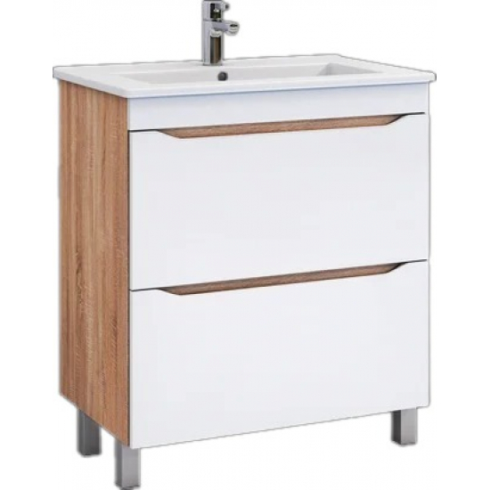 Тумба с раковиной VIGO Grani 75 напольная, 2 ящика, дуб сонома