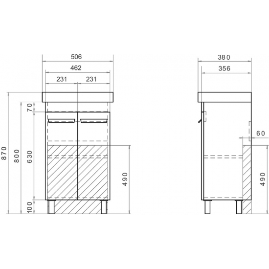 Тумба с раковиной VIGO Nova 50